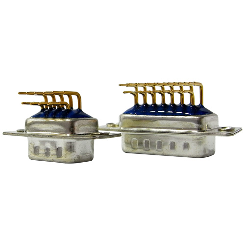 Filtered D-SUB Male Right Angle Solder Cup Connector with Capacitive EMI Suppression