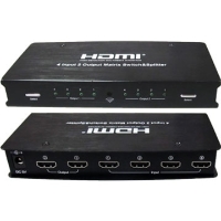HDMI 矩阵式切换分配器 (四进二出)