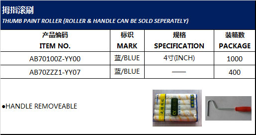 THUMB PAINT ROLLER (ROLLER & HANDLE CAN BE SOLD SEPERATELY)