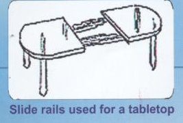 Slide rails used for a tabletop