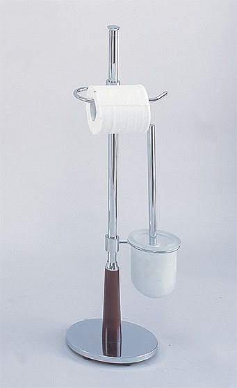 Wooden-leg-based toilet brush caddy