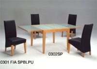 0301 F/A SPBLPU LEATHER EFFECT(PU)  CHA0302SP EXTENDING LEAF TABLE WITH GLASS