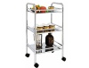 3-layer Punch Plate Food Trolley with Plastic Wheels