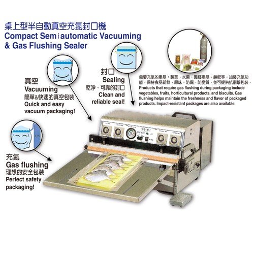 Compact Semiautomatic Vacuuming & Gas Flushing Sealer