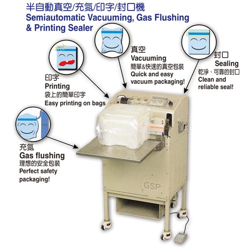 Semiautomatic Vacuuming, Gas Flushing & Printing Sealer