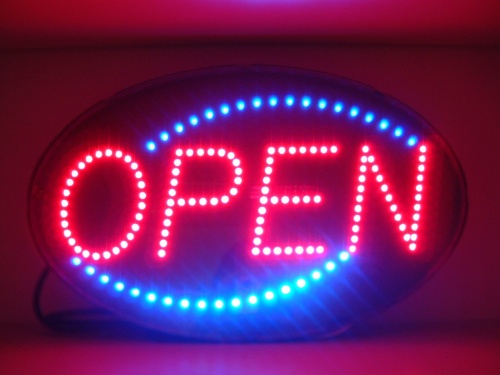 LED电子显示板, 显示字幕: “OPEN” (椭圆形) LED电子显示板, 显示字幕: “OPEN” (椭圆形)