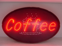 LED 电子显示板, 显示字幕: “Coffee” (椭圆形)