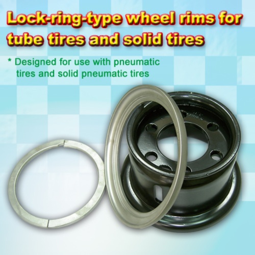 Lock-ring-type wheel rims for tube tires and solid tires